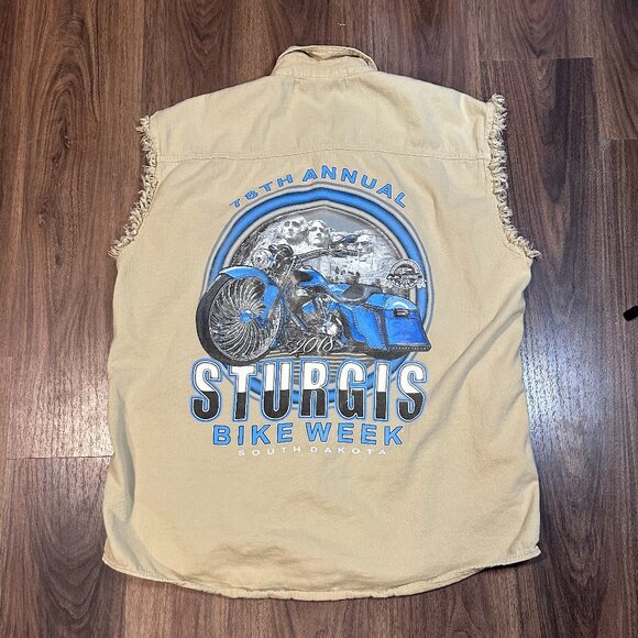 Biker Wear Other - Biker Wear USA XXL Cutoff Shirt Cream Color Sturgis Logo